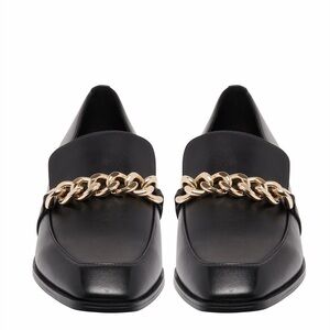 Nine West Black Leather Chain Loafers